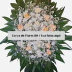 Coroa de Flores Premium 02 BH - Rosas Brancas e Chá