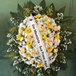 Coroa de Flores Premium 04 BH - Rosas Chá e Gerberas Amarelas